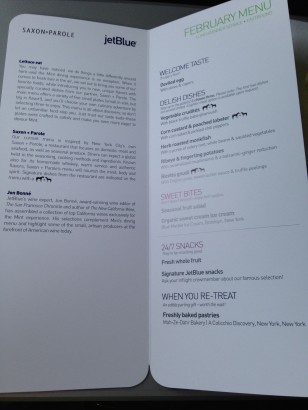 JetBlue Menu